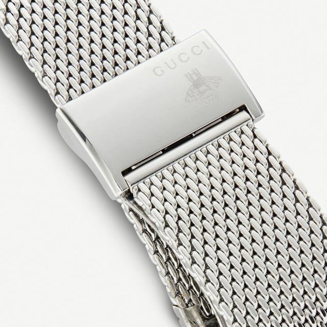 The latest addition to the Gucci’s G-Timeless collection looks the heavens for inspiration, the mother-of-pearl dial giving the impression of a cloudy sky and the markers replaced with stars and winged creatures. Set in a sleek stainless steel case with a mesh bracelet, the YA1264040 watch will bring an ethereal touch to your wrist this season. Gucci stainless steel, mother-of-pearl and mesh watchRef: YA1264040Stainless steel case, mother-of-pearl dial, star bee and heart markers, mesh strapWater resistance: 30MSwiss Made