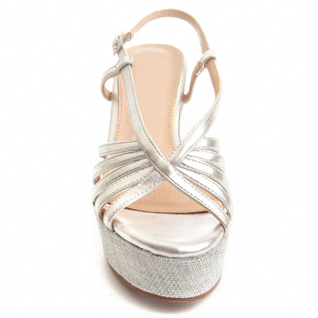 Damen-Espadrilles-Wedgesandale. Gepolsterte Innensohle aus Naturleder. Bequeme Passform. Rutschfeste Sohle. Verstärkte Nähte. Hergestellt von anderen Marken für unsere Marke. Ungefähr Maße: 12 cm Keil und 3 cm Plattform.