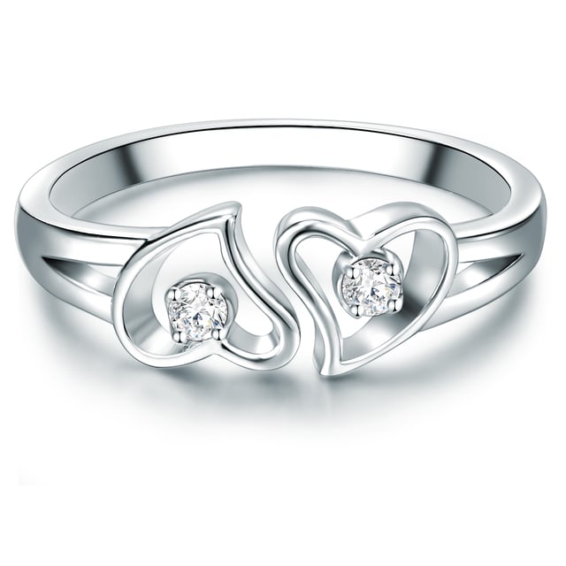 This romantic engagement ring of the Manufaktur Tresor 1934 conquered the heart of her loved ones in no time! The attention to detail makes the ring something very special: the narrow ring rail divides and ends in two hearts that are thrown together, which are crowned by two sparkling zirconia stones in brilliant cut. The cutout look lets the skin of the ring wearer shimmer through and emphasizes the filigree design. The ring made of high -glossly polished 925 sterling silver is protected from starting. An extraordinary ring for an extraordinary day and an exquisite bridal jewelry alternative to expensive diamond rings!