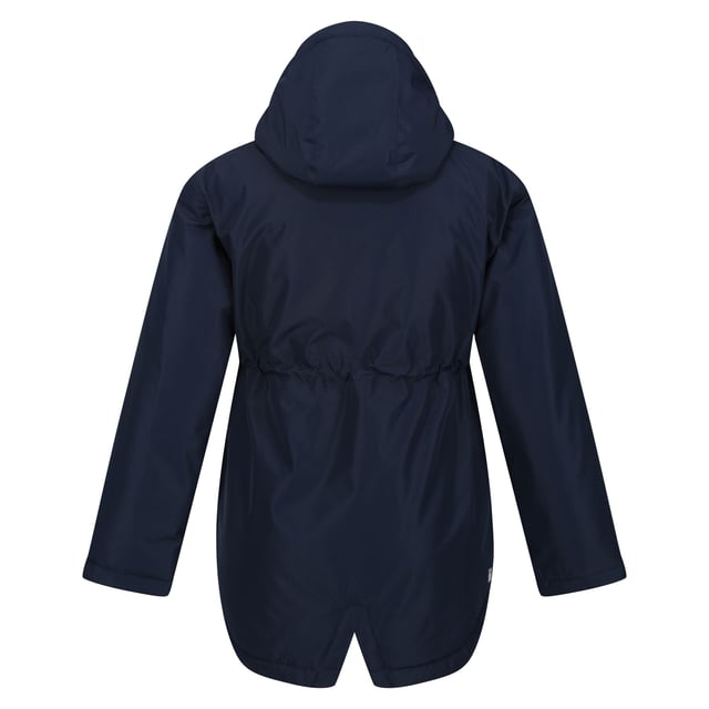 Regatta Childrens/Kids Violane Waterproof Ski Jacket (Navy) Material: 100% Recycled Polyester. Lining: Taffeta. Design: Logo, Sleeve Patches. Fabric Technology: Breathable, DWR Finish, Insulating, Isotex 5000, Reflective, Thermo-Guard, Waterproof, Windproof. 360 Degree Reflection, Taped Seams. Cuff: Adjustable, Snap Fastening. Neckline: Faux Fur Collar, Hooded. Sleeve-Type: Long-Sleeved. Hood Features: Adjustable, Elasticated, Grown On Hood. Pockets: 2 Lower Pockets, Flap Closure, Snap Fastening. Fastening: Full Zip. 5000g/m²/24hrs. Hem: Drawcord, Fishtail. Please Note: Printed Name Label up to Age 8. Sustainability: Made from Recycled Materials.