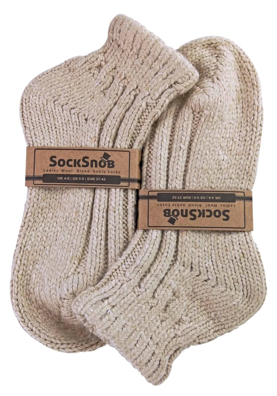 Sock Snob Ladies Chunky Ribbed Low Cut Wool Blend Ankle Boot Socks