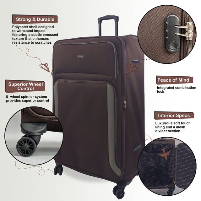 Embárcate en una aventura con nuestro exquisito juego de equipaje de 8 ruedas INCREÍBLE COMPATIBILIDAD CON AEROLÍNEAS: Entendemos que los viajeros pueden volar con muchas aerolíneas diferentes a lo largo de su vida. Es por eso que diseñamos esta maleta de cabina para que sea aceptada en la gran mayoría de aerolíneas en el Reino Unido, Europa y América del Norte. Incluyendo easyJet, British Airways, Delta, Flybe, Lufthansa, Ryanair (Embarque prioritario), Norwegian, Jet2, KLM, Virgin Atlantic y muchas más. (Consulte con su aerolínea antes de comprar). Características principales: Colores llamativos: Sumérjase en el encanto del paraíso con un color vibrante Tamaño de cabina compacto: Cumple con los requisitos de las aerolíneas para un embarque sin complicaciones, con un interior espacioso y maniobrable con un asa resistente y ruedas de 360 ​​grados. Suaves ruedas giratorias duales de 8 ruedas de 360 ​​grados para una movilidad sin esfuerzo Cerradura segura integrada de 3 dígitos para mayor seguridad. Construido con material de nailon Jacquard 600D ultrarresistente para mayor durabilidad. Asa telescópica autoblocante y cierre con cremallera para un uso fácil. Disfrute de la combinación perfecta de practicidad y estética con nuestra Travel Collection: su pasaporte a un viaje perfecto y con estilo. Maleta de cabina de 20 pulgadas: tamaño 55 x 40 x 20 cm Peso: 2,5 kg Capacidad: 38 litros Maleta mediana de 26 pulgadas: tamaño 73 x 44 x 29 cm Peso: 3,3 kg Capacidad: 95 litros Maleta grande de 29 pulgadas: tamaño 84 x 47 x 32 cm Peso: 4 kg Capacidad: 127 litros Nota: seleccione el tamaño preferido. Los tamaños se venden individualmente, no en juegos.
