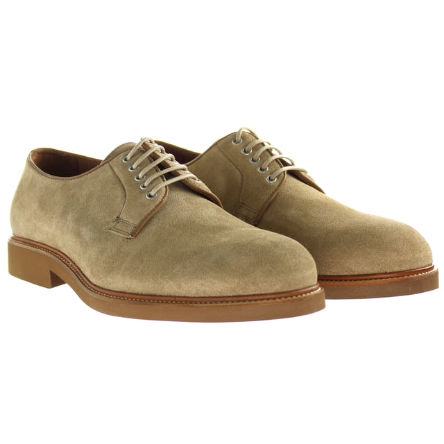 Hackett Chino Eyelet Blucher Lace-Up Beige Suede Leather Mens Shoes HMS20802 836