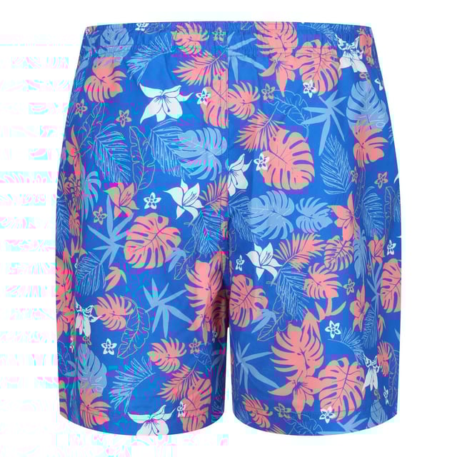 100% Recycled Polyester. Fabric: Microfibre, Seersucker. Design: Hawaiian, Logo, Printed. Pockets: 2 Side Pockets, 1 Back Pocket, 1 Security Pocket. Fastening: Pull-On. Fabric Technology: Durable, Lightweight, Quick Dry, Soft. Inner Brief. Length: Long. Waistline: Drawcord, Elasticated. Sustainability: Made from Recycled Materials.