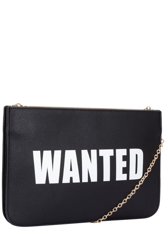 The statement clutch you’ve always WANTED. Make an impact with this bold monochrome number that will be sure to steal the attention. Grab it on the run or sling it over your shoulder for a swift getaway with the detachable gold chain strap. Features: , PU leather exterior, Bold graphic print, Detachable gold chain shoulder strap, Magnetic top opening, Gold hardware, Rigid metallic bar frame, Double compartment, Inner slip pocket Style Ref: 88148 BLACK