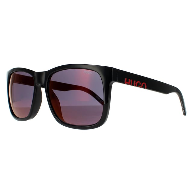 Hugo by Hugo Boss Square Mens Black Red Mirror Sunglasses