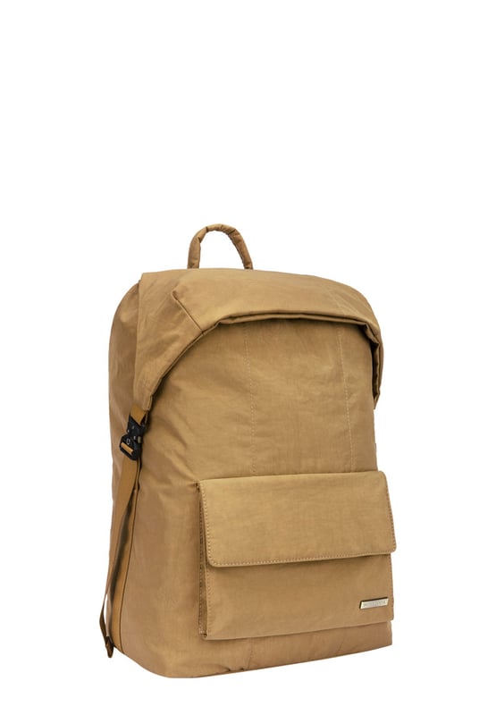 Cut from our signature nylon, the Flapover Nylon Backpack’s adjustable flap over opening provides easy access to your essentials with a secure double clip fastening. Inside there is ample space for a 15” laptop, twinned with external front and rear pockets for additional storage options. Features: , Flap over opening, Internal drawstring opening Front flap over zip pocket, Rear zip pocket, Internal flap over zip pocket SMITH & CANOVA antique brass logo, Branded antique brass zips, Padded grab handle, Adjustable padded backpack straps, Internal 15 inch padded laptop sleeve, Internal zip pocket, 2 Internal mobile phone slip pockets - fits normal and plus size smart phones, 2 Internal pen slip pockets Style Ref: 92680 TAN