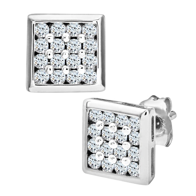 9K (375) White Gold: 0.85gr; # Diamond: 0.40ct; # Dimension: 0.79cm x 0.79cm