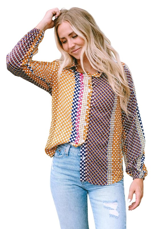 Dot Print Long Sleeve Button Down Shift Shirt
  Made from Quality fabric
  Flattering fit
  Elegant dot print
  Button-down closure
  Long sleeves
  Suitable for casual and formal occasions
  Versatile and easy to style
  Perfect for any fashion-forward woman
Material: 100% Polyester