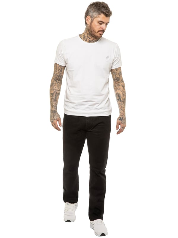 Enzo Mens Regular Fit Jeans. Free Belt Included (Belt colour may vary). 5 Pockets including the Coin Pocket. Branded Buttons and Rivets. Midrise Zip Fly Fastening.(EZ399)