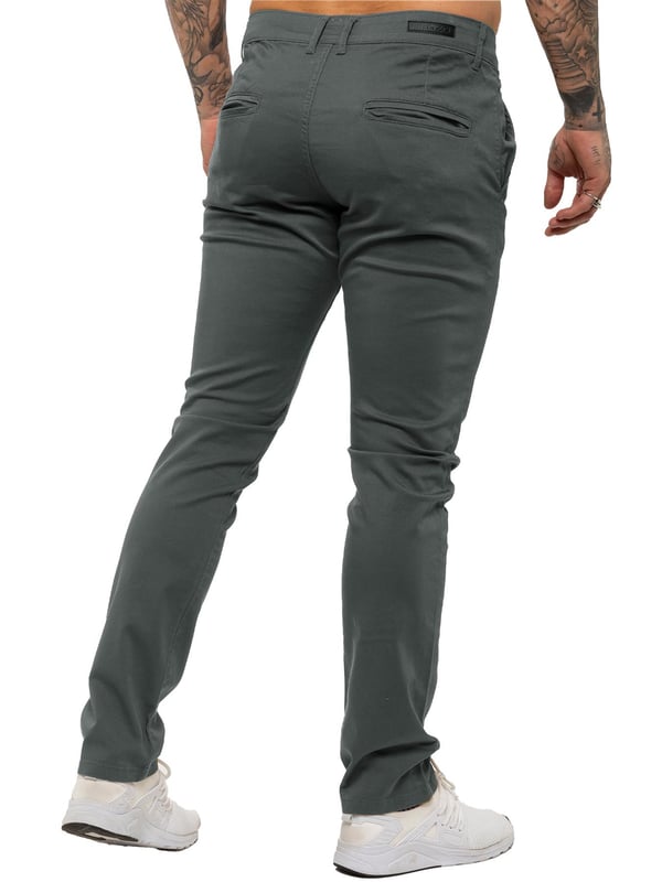 Enzo designer skinny stretch chino's voor heren. Magere stretch slanke pasvorm. 2 voorzakken, 2 achterzakken. Gulp met ritssluiting