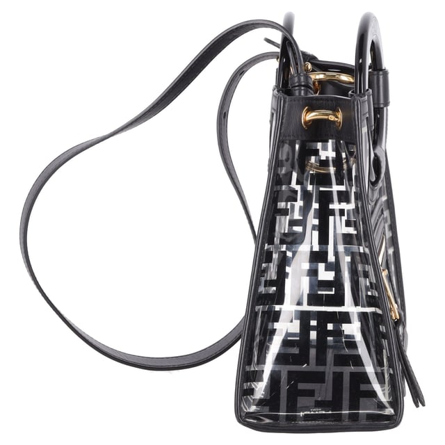 Fendi Small Runaway Shopper Tote in Black and Transparent Vinyl