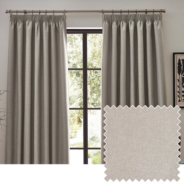Transform your living space with Dawn Blackout Pencil Pleat Curtains, designed for those who value elegance and practicality. Crafted from soft-textured fabric with a modern marl effect, these curtains add refined style to any room while effectively blocking out light. Perfect for a restful night's sleep or creating the ideal movie-watching environment, their temperature-regulating properties ensure comfort year-round by keeping your home cool in summer and warm in winter. Enjoy the perfect blend of function and style with Dawn Blackout Curtains.