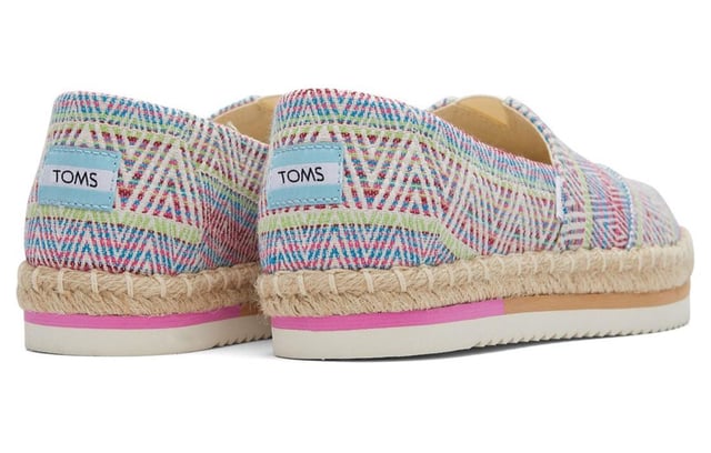Reaching new heights. Our classic Alp now with a fun, multi-stripe EVA outsole for wearing everywhere. Featuring extra-smooth OrthoLite Eco LT Hybrid insoles for all-day comfort.
- Classic Alpargata style- Textile uppers- OrthoLite Eco LT Hybrid insoles made with 26% eco content (15% waste foam, 5% recycled content and 6% bio-oils)- Non-removable insole- Platform with natural rope midsole wrap and sawtooth EVA outsole- Outsole height is approximately 30mm