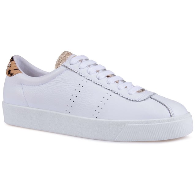 Superga Womens 2843 Sport Club S Leather Calf Hair Trainers White