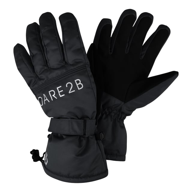 Polyester fabric with waterproof and breathable Ared 5000 insert. Water repellent finish. High loft polyester insulation. Warm scrim lining. Synthetic nubuck thumb. Textured gripped palm & thumb. Elasticated wrist. Adjustable cuffs. Shockcord and toggle lower wrist adjustment. Secure clip attachment.