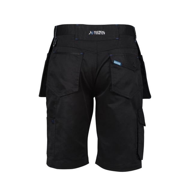 65% Polyester, 35% Fabric. 245gsm. Design: Logo, Plain. Pockets: Holster Pocket, 2 Front Pockets, Cargo, Buttoned, 2 Back Pockets, Tool, 1 Mobile Phone Pocket. Fastening: Button, Front Zip. Fabric Technology: Durable, DWR Finish. Reinforced Seams, Triple stitched seam, Water Repellent.
