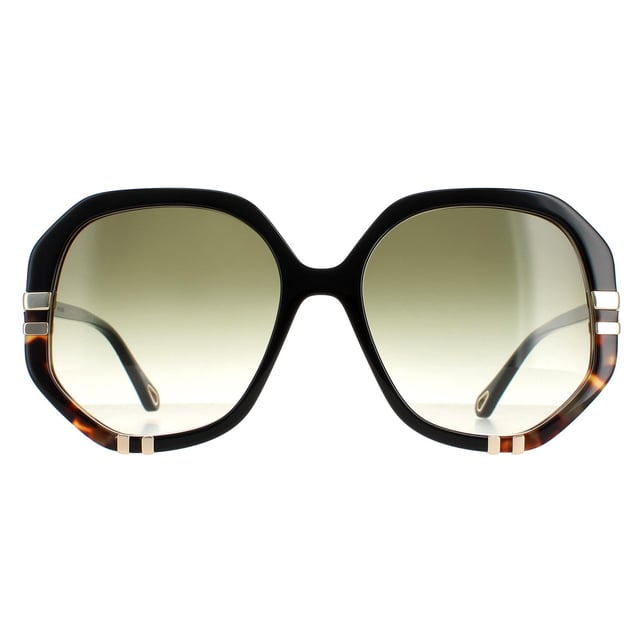 Las gafas de sol Chloe Square para mujer en negro brillante y verde tortuga degradado CH0105S son un glamuroso estilo hexagonal elaborado en acetato ligero. El logotipo de Chloe luce en las patillas finas para garantizar la autenticidad de la marca.