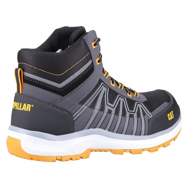 Caterpillar Charge PU/Mesh/TPU Black/Orange Hiking Boots The Charge S3 is a non-metallic safety hiker with a composite toe and an SRC rated slip resistant rubber outsole.