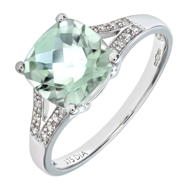 Cushion Cut Green Amethyst Ring In 10K Rose Gold - Women's Fine Jewelry, Gemstone Ring - View #8