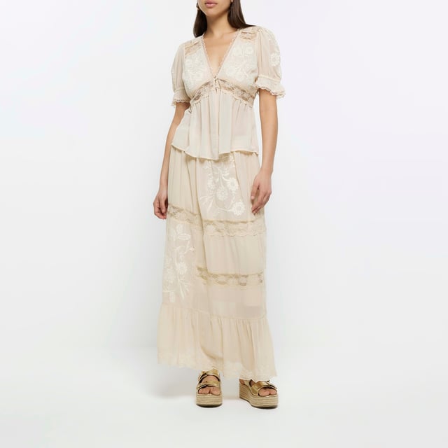 Jupe River Island Femme – Coton A-Line Multicolore Fleurie – Taille 16 (Fermeture Éclair)