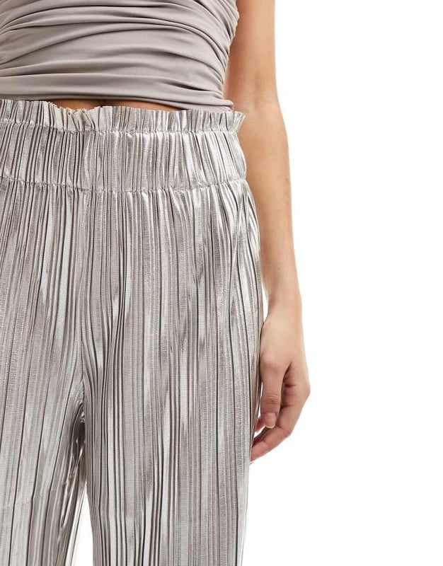 Trousers & Leggings by Y.A.S A metallic moment High rise Elasticated waistband Wide legSold By: Asos