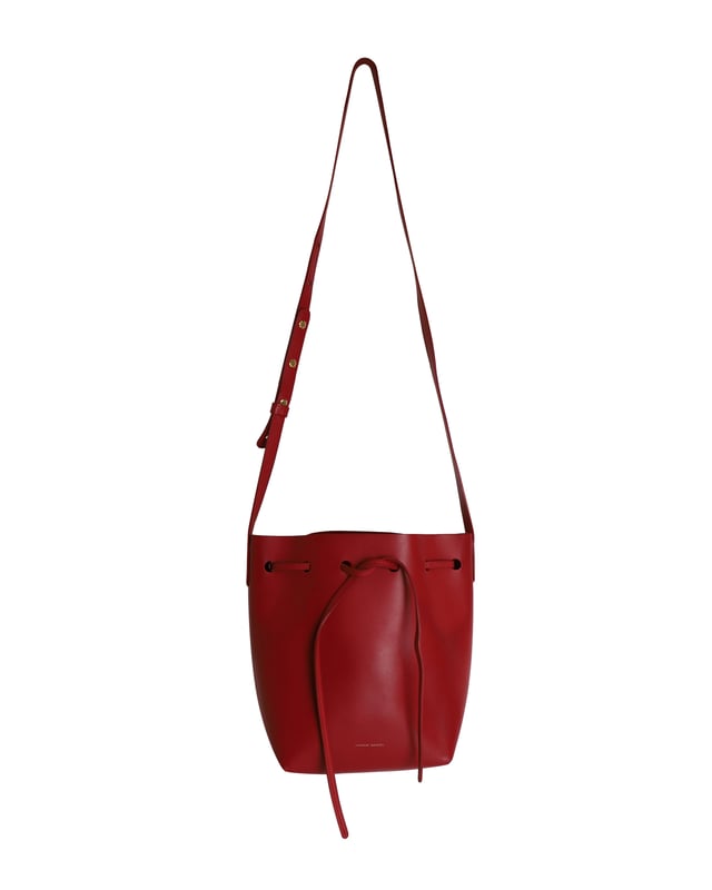 Mansur Gavriel Drawstring Fastening Bucket Bag in Red Leather
