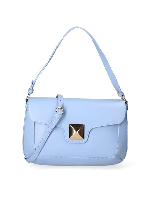 Bolso bandolera para mujer. El cierre es con botón magnético. Los bolsillos internos son uno con cremallera. Los bolsillos externos están ausentes. La bandolera es ajustable y extraíble en piel. El mango es de piel. Hay un compartimento interno. El material exterior es piel auténtica arrugada. Internamente está forrado en tejido 70% algodón - 30% poliéster. Medidas: 31x19x5 cm. Hecho en Italia