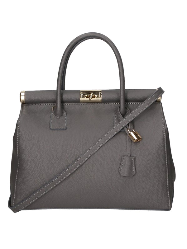 Bolso de mano de mujer de dos compartimentos con bandolera extraíble. Producto artesanal italiano en piel genuina dólar. Hecho en Italia