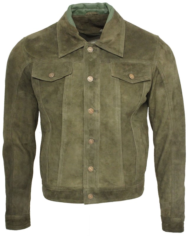The stylish denim inspired shirt gets reinterpreted in the softest goat suede leather. This slim fit garment is your style statement, exuding a design that echoes 70's Americana. The jacket features press button fastening and adjustable waistband and cuffs for added comfort. This retro jacket will look great with your favourite jeans and a pair of