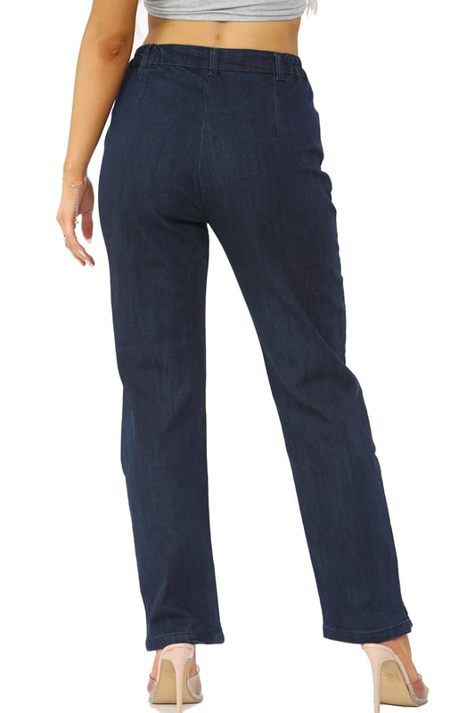 Dames jeans met elastische taille, normale pasvorm, stretchdenimbroek. - - . Binnenbeenlengte Kort is 26 inch, Normaal is 28 inch, Lang is 28 inch. - - . Dankzij de rechte pijpen is dit de perfecte jeans voor dagelijks gebruik. - - . Elastiek aan de zijkant voor extra comfort. - - . Zoom met zijsplitten voor meer comfort. - - . Ritssluiting en knoopsluiting in de taille. - - . Jeans met perfecte pasvorm, je voelt je elke keer weer goed.