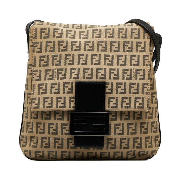 Vintage Fendi Zucchino Crossbody Bag Brown