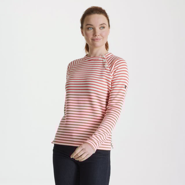 Material: 100% Polyester. Fabric: Fleece. Design: Striped. 3 Button Placket. Fabric Technology: Insulating, Lightweight. Hem: Split. Neckline: Crew Neck. Sleeve-Type: Long-Sleeved. Fastening: Button. Sustainability: Made from Recycled Materials.
