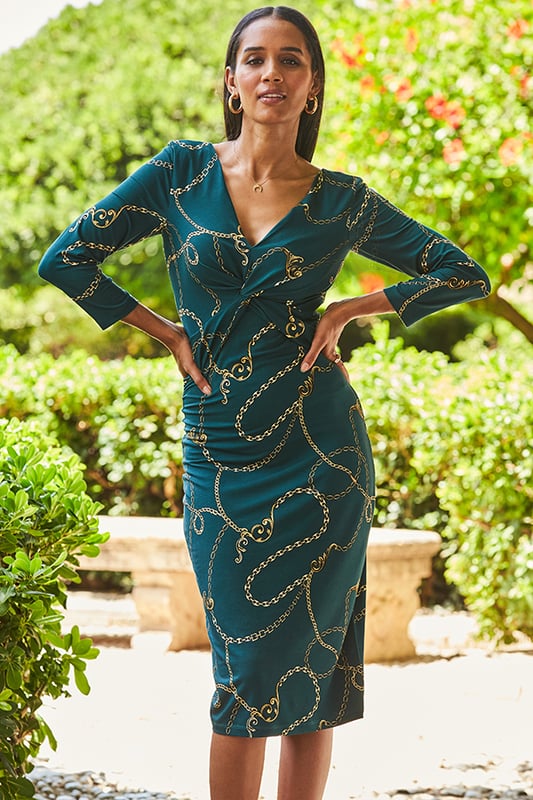 Gold jersey dress outlet