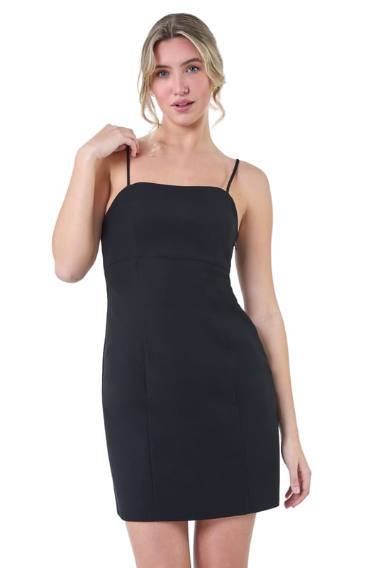 Stretch Bengaline Bodycon Mini Dress from Roman. Feel fabulous this season wearing this flattering bodycon dress! Crafted from our super stretchy bengaline fabric, it features thin adjustable straps, a flattering square neckline, and a concealed side zip for a seamless fit. The panelled design adds a touch of texture and structure to this seasonal essential. Complete the look with strappy heels for a chic ensemble that's sure to turn heads.