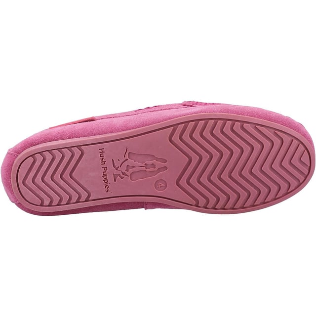 Hush Puppies Annie Mocassin Suede Women's Pink Slippers A comfortable lightweight classic slipper, with a memory foam interior and cosy faux fur lining these are a perfect choice for keeping your feet comfy and toasty after a long day