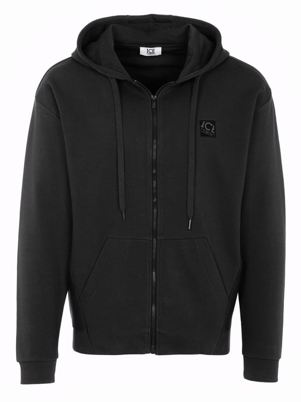 80% Cotton, 20% Polyester; Iceberg pullover;  Model: S1M-E04163419000;  High quality manufactured;  Soft cotton blend;  Hood with drawstring and drawstring;  Zipper;  Two front pockets;  Elastic hem;  Iceberg logo details