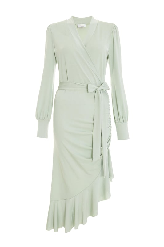 Miffy Double Frill Strapless Midi Dress Sage