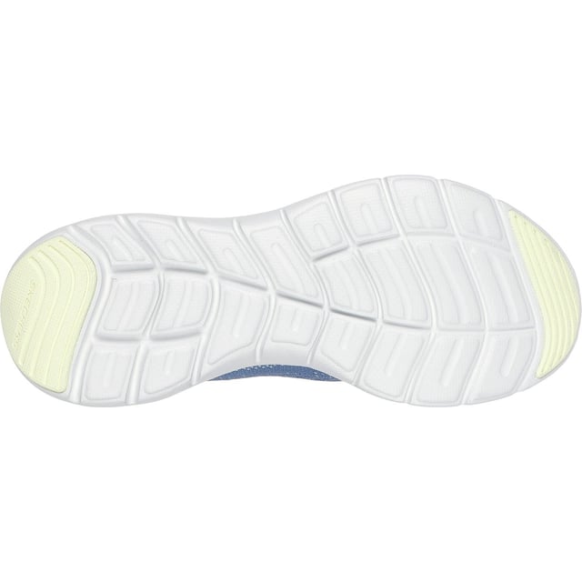 Skechers Flex Appeal 5.0 Cruising Thru Textile Women's Blue/Lime Trainers Go wild and out in flexible comfort wearing Skechers Flex Appeal 5.0 Cruising Thru. This lace-up features an engineered knit upper and a cushioned Skechers Air-Cooled Memory Foam insole.
