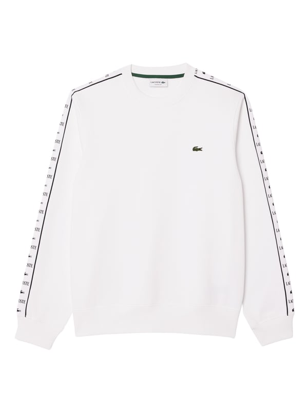 The Lacoste men's sweatshirt with a round neck, contrast logo stripes and elasticated waistband combines sporty sophistication with timeless elegance. The striking crocodile appliqué and classic fit make this plain-colored sweatshirt a stylish essential for a casual yet sophisticated look.