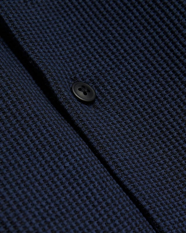 Slim fit, Waffle textured fabric, Collared, Button fastening, Long sleeves