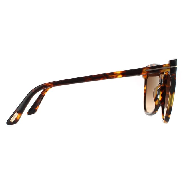 Tom Ford Cat Eye Womens Dark Havana Brown Gradient   Ani FT0844 are a cat eye shape crafted from lightweight acetate.   They are superbly enhanced with tweaks at the corners which are enhanced with the signature Tom Ford "T" emblem. The Tom Ford logo also appears on the left lens for added authenticity.