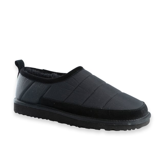 Padded mesh slip on. On trend to be worn inside or out. Mesh padded upper. Sheepkin wool lining. Sheepking wool insole. EVA/Rubber outsole makes it lightweight and durable.