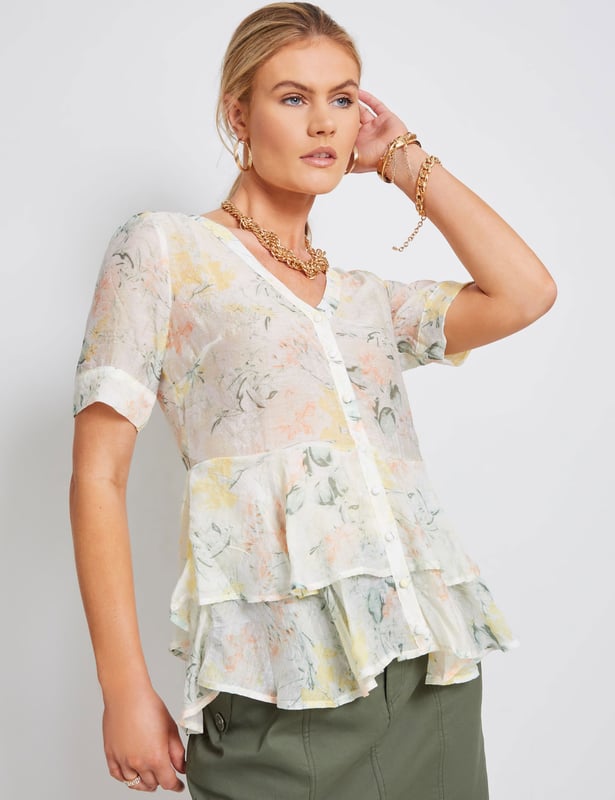 Double layer clearance peplum top