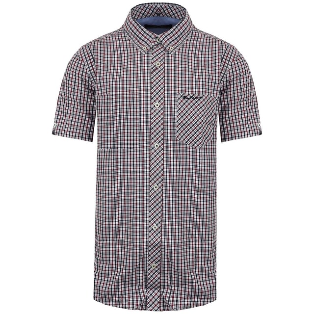 Ben Sherman Short Sleeve Collared Red Mens Checkered Shirt 0066955 RED