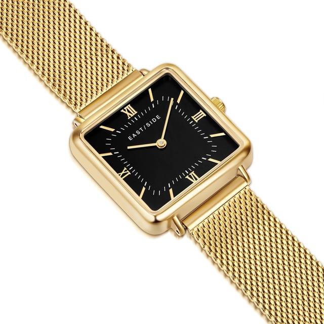 Do you think accessories can be something "edgy"? Then you will no longer want to take this women's watch in the Eastside label! Urban and elegantly, her wearer feels the lifestyle of the New York district of the same name. The highlight is the square housing shape that gives the watch its striking charm. The dial also scores with the noble design of Roman digits and obélisque pointers. The housing with IP plating in stylish yellow gold is matched to the elaborate, also gold-plated Milanaise-Ellstahl bracelet. A sliding closure ensures optimal carrying properties. If you value the highest precision with your timepiece, you also appreciate the high-quality quartz clock.
