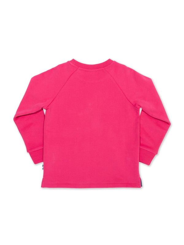 100% organic cotton | Proud to be certified by Control Union to the Global Organic Textile Standard (GOTS) | Bird appliqué design | Rose pink | Brush back sweat fabric | Coconut button raglan sleeve opening (up to and including size 3 years) | Long sleeved | Ribbed neckline | Ribbed cuffs | Made in Turkey | Machine washable at 40 degrees, or at 30 degrees to be kinder to the planet