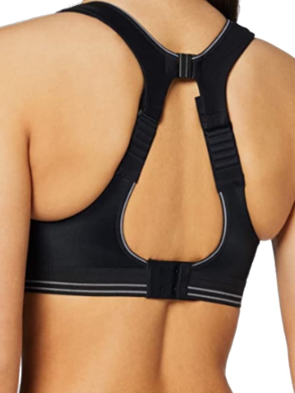 Shock Absorber Ultimate Run Bra. Infinity-8 support system with seamless inside and wide padded adjustable straps. High visibility and full back opening. Moisture-wicking. Product is recommended hand-wash only.