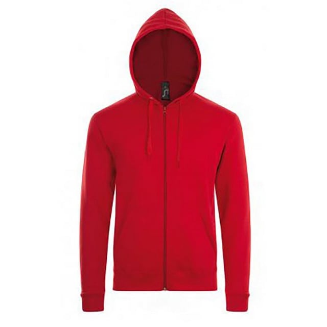 Heren Hoodie. Drop-schouder stijl. Geborsteld rugvlies. Kap met zelfgemaakt koord van stof. Ritssluiting aan de voorzijde over de gehele lengte. Twee voorzakken. Geribbelde manchetten en zoom. 260gsm. Stof: 50% Katoen, 50% Polyester. Herenborst (voor inches): S(36/38), M(38/40), L(41/42), XL(43/44), XXL(45/47).
