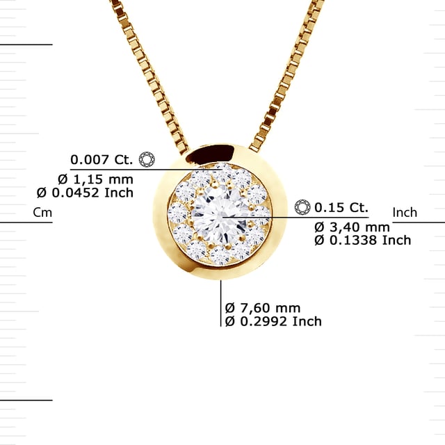 Necklace Diamonds 0.15 cts - Gold 750 ( 18 Carats ) - HSI Quality - Venetian Style chain - Length 42 cm, 16,5 in - Our jewellery is made in France and will be delivered in a gift box accompanied by a Certificate of Authenticity and International Warranty